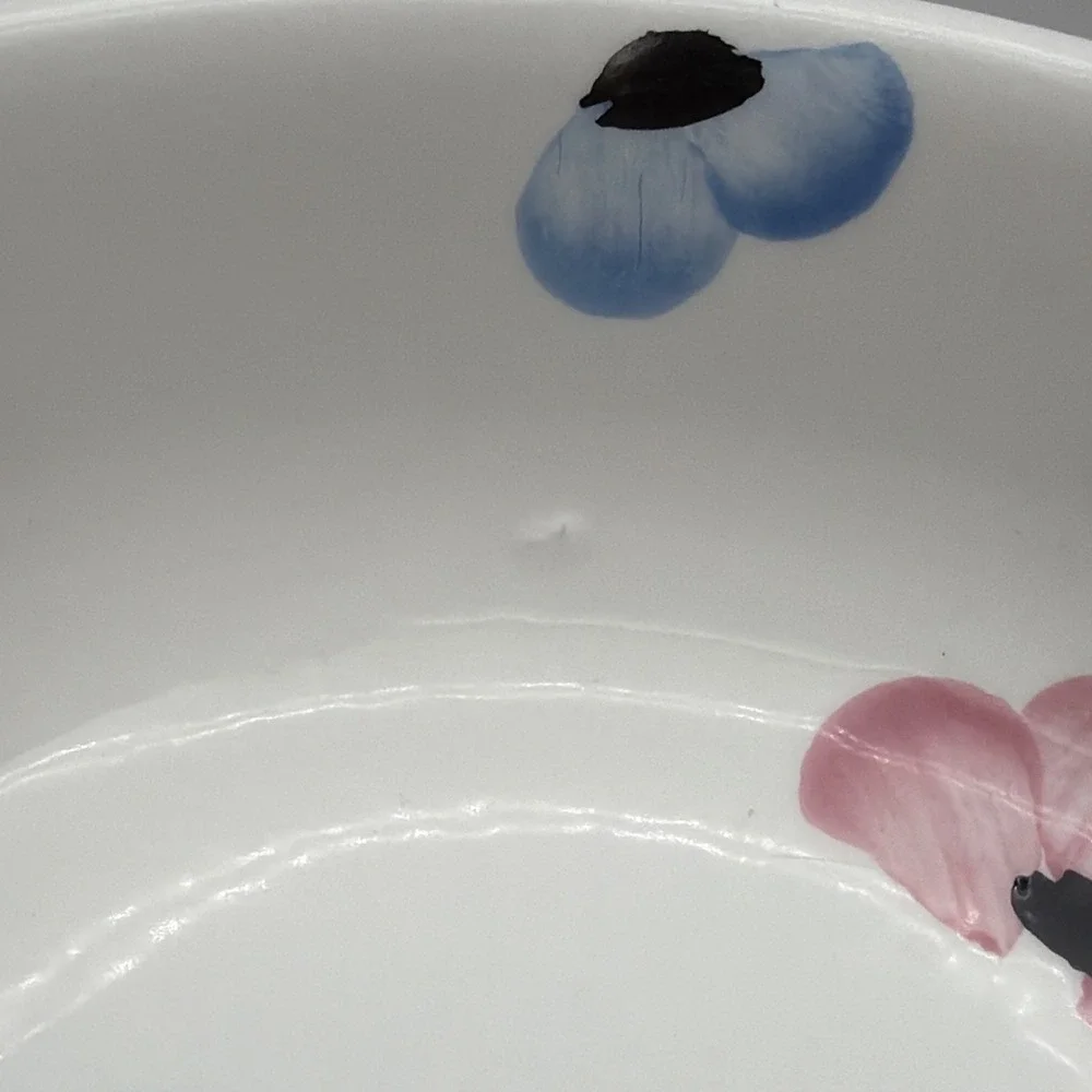 Pier 1 Italy PER72 Blue Pink Green Flowers Floral Ceramic 8 1/2